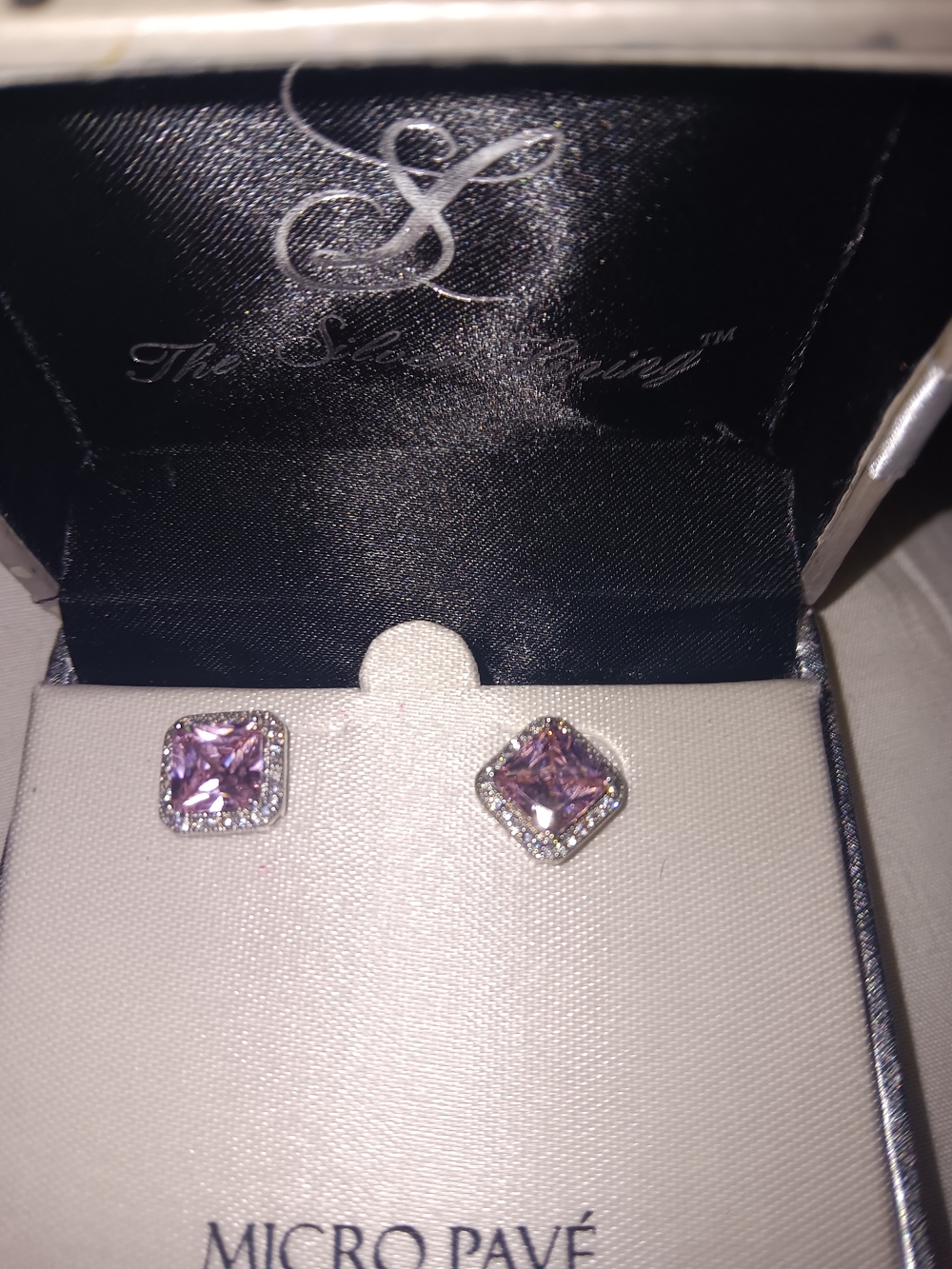 Sparkling Pink Square Halo Stud Earrings